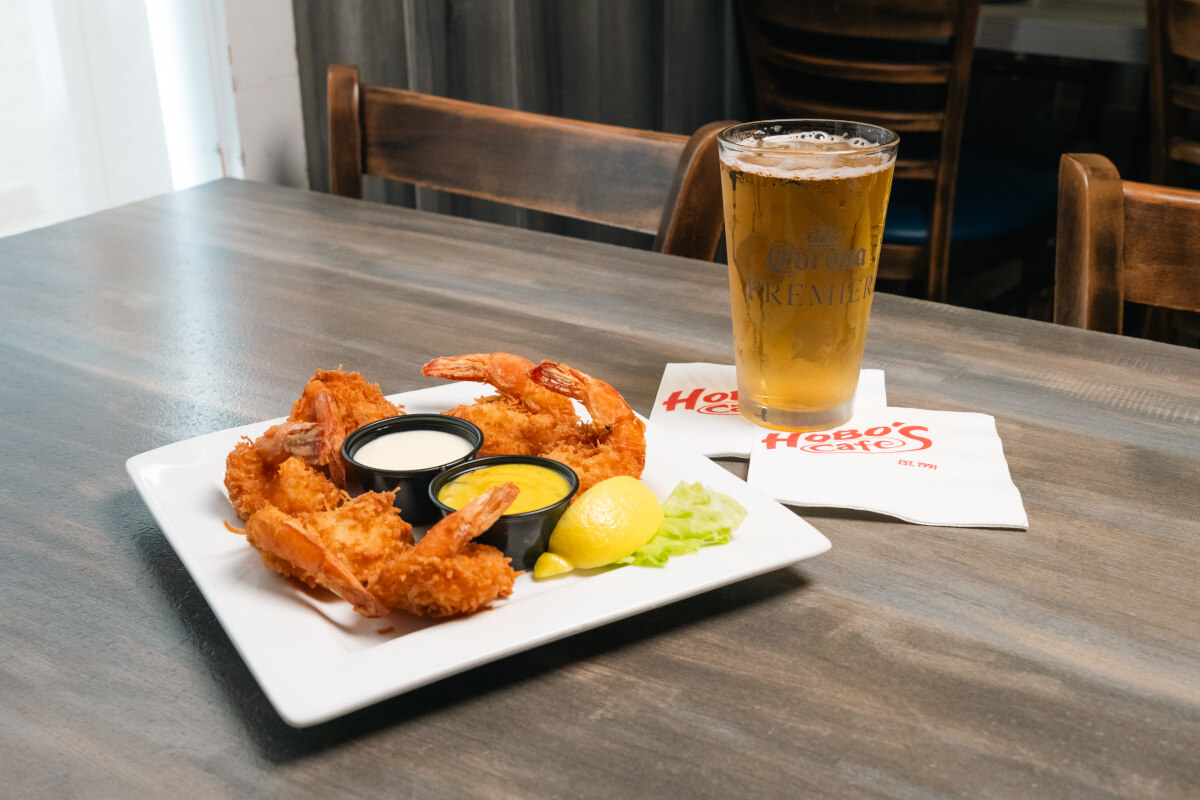 fried shrimp and beer